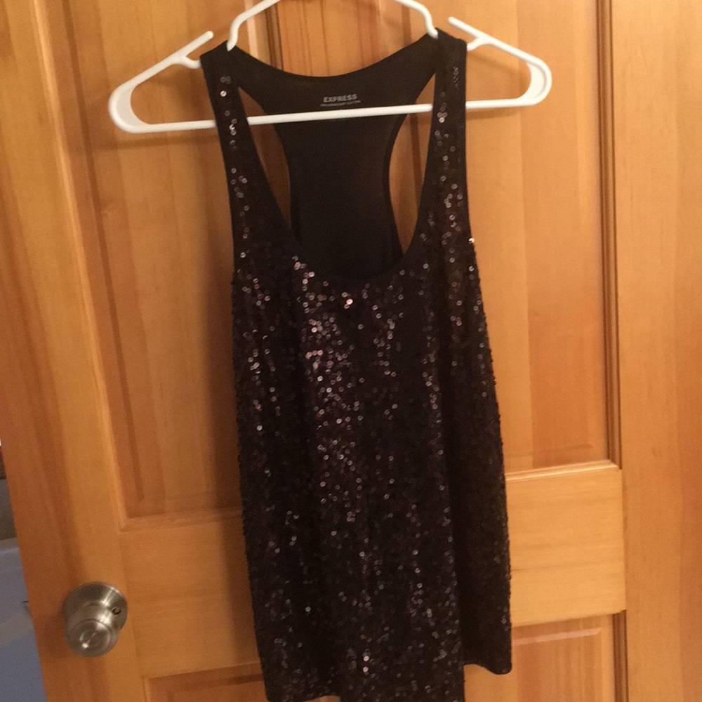 Express black sequined tank top